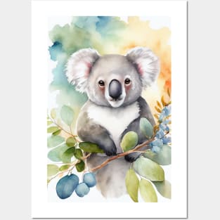 Cute Watercolor Koala - Unique Animal Art Design Posters and Art